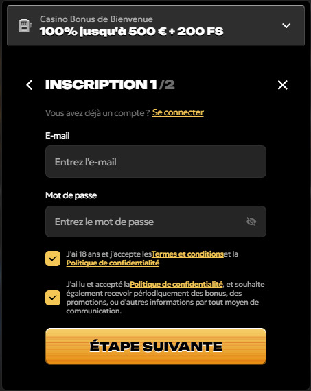 inscription spinsy casino